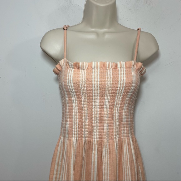 FAHERTY Dress Cotton Gauze Lakeview Smocked Sundress Size Small Striped midi - Picture 3 of 10